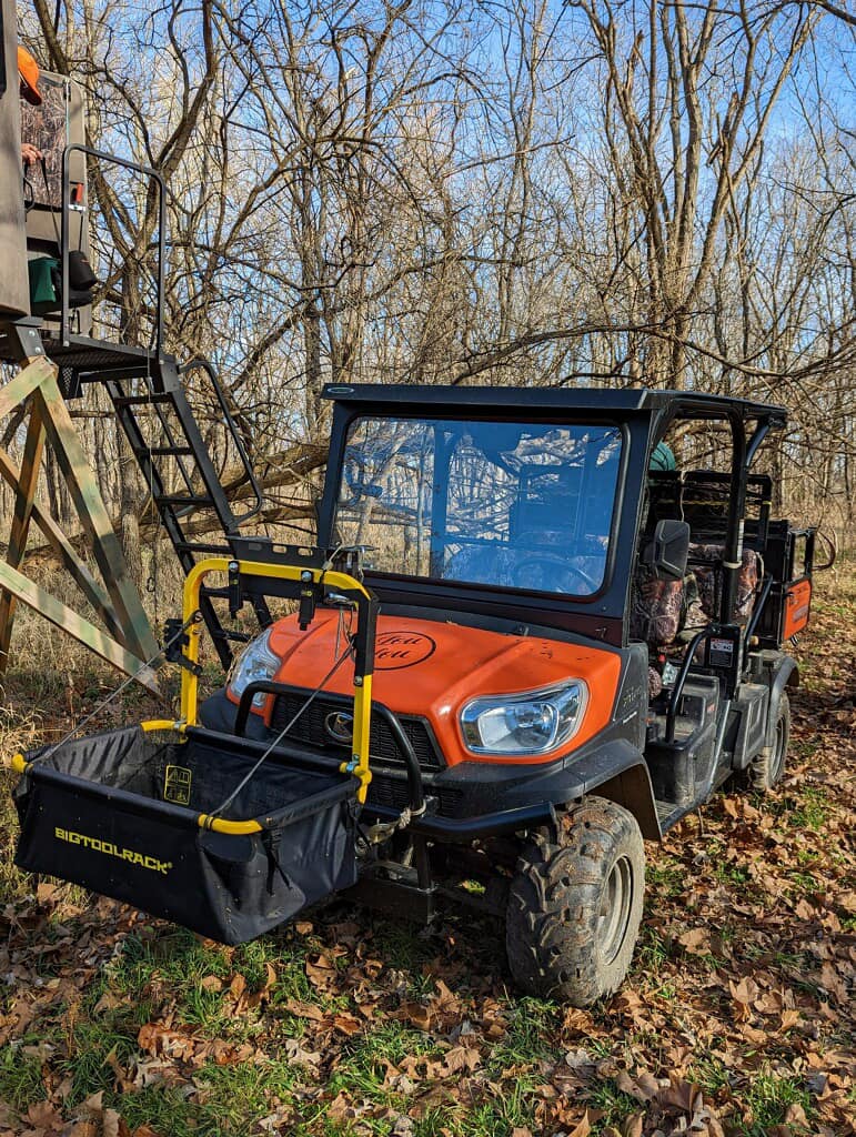 Carry unit for going hunting on your ATV or UTV - Shown here on the Kubota RTV - Popular machines using these are the Can-am Defender  units like DPS XU HD9 HD10 and Canam Defender DPS Pro XT X MR and Limited models - Also Commander DPS XT 6x6 models - carry your extra tools needed for pig hunting in the back/