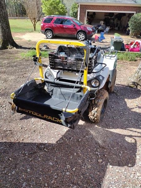 You can even mount the Big Tool Rack Yard Rack on the front of your quadbike to add the storage - see here on quadbike