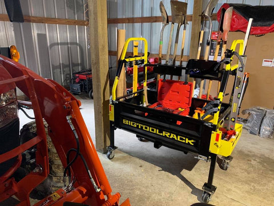 Big Tool Rack Ultimate Rack Tractor Carry All and Storage unit / tool carrier - on wheels, easily able to be dropped off tractor and moved around shed as a work bench