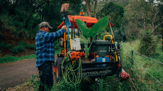 big tool rack ultimate rack tractor carry all and tool box carrying grounds keeping tools on acreage rural living property with Kubota compact tractor