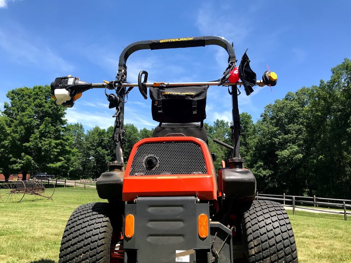 Kubota zero turn mower with big tool rack rops rack carry tools like brush cutters and leaf blowers on your cub cadet asv toro mower tractor